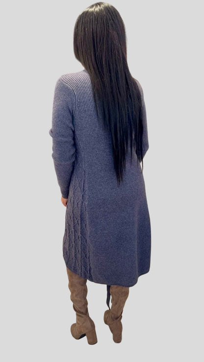 Women’s Long Sleeve Wrap Midi Sweater Dress