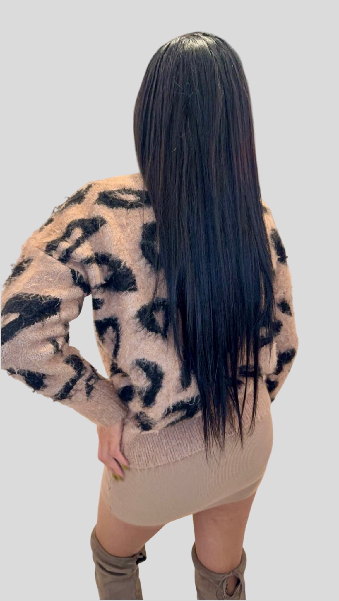 Women’s Long Sleeve Button Closure Animal Print Cardigan Sweater.